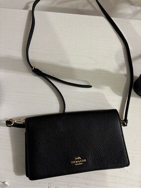 Coach Black Pebbled Leather Crossbody with Gold Hardware